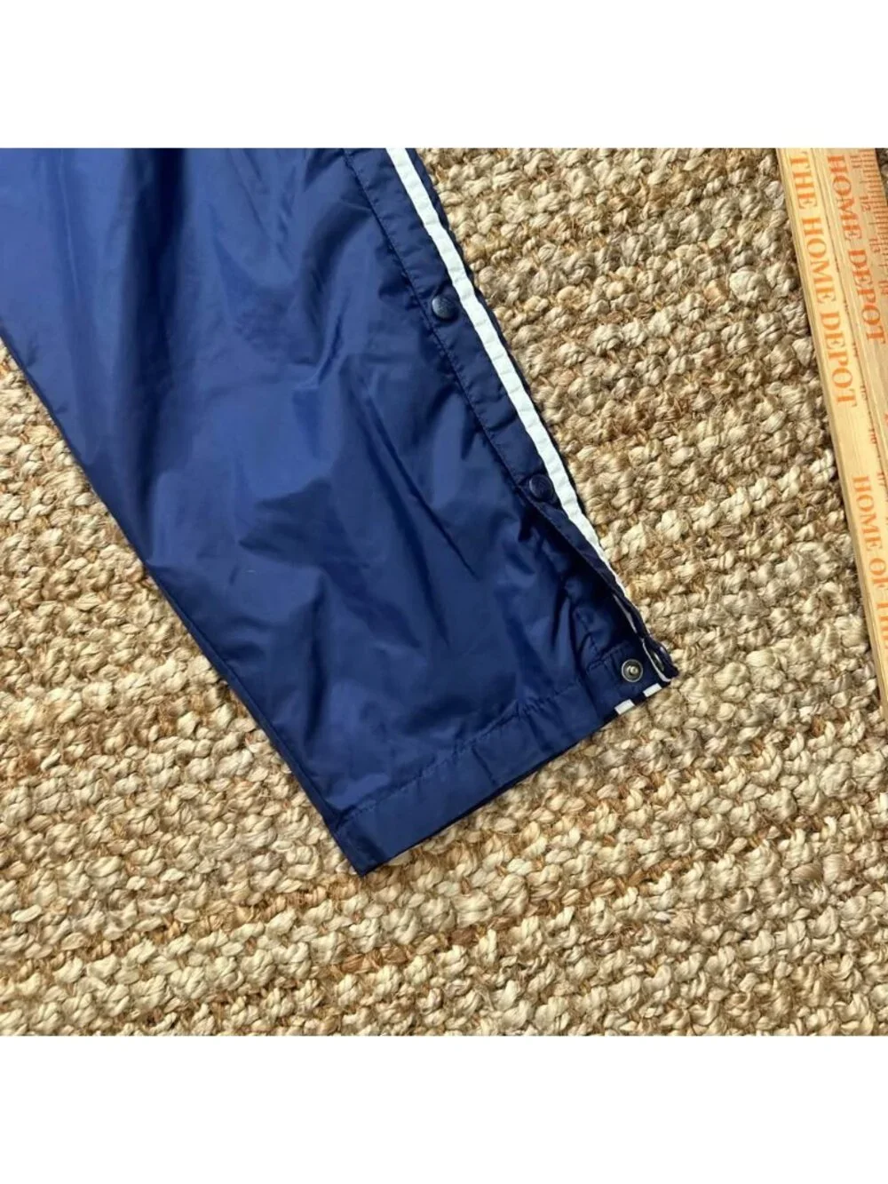 Vintage Adidas Track Pants Mens Large Blue Stripe Snap Tear Away Lined 90s Baggy